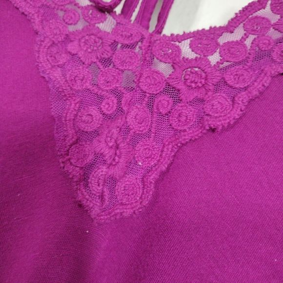 Casual Magenta Top Blouse Womens Embroidered V-Neck Long Sleeve Size 12-14 - Picture 6 of 11